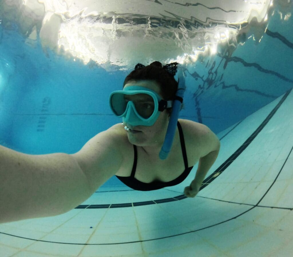 Pool snorkeling during an Intro to Snorkeling course.