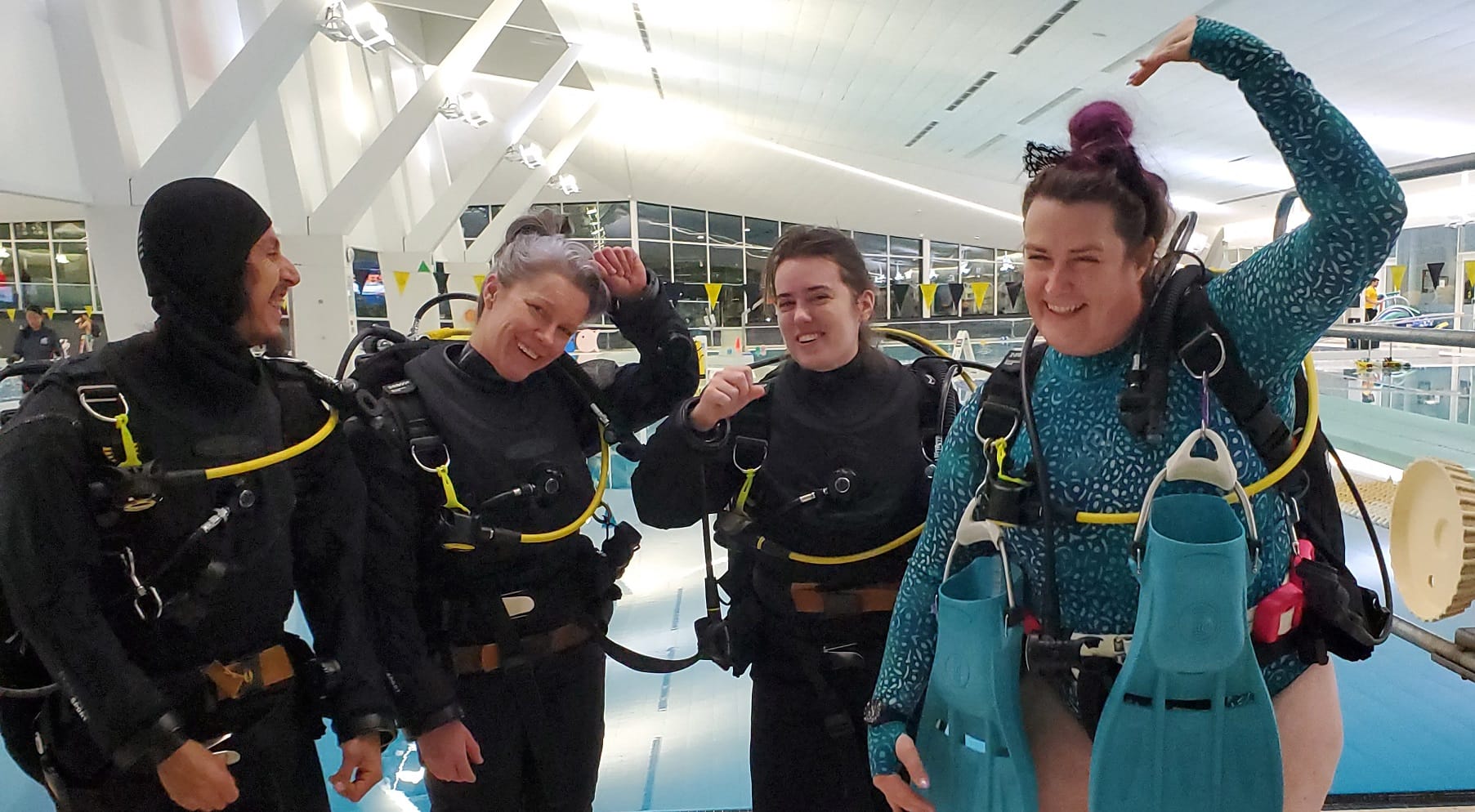 Vancouver Open Water Course with Olivia's Reef. Divers at the pool for Drysuit Orientation.