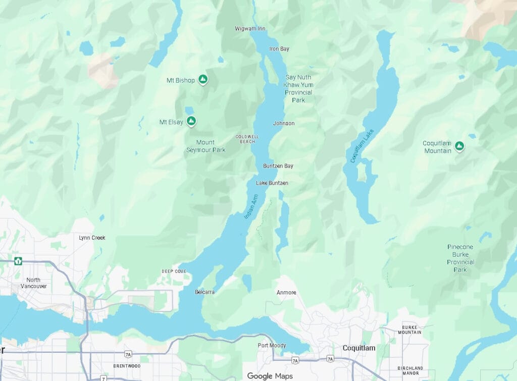 Indian Arm Diving  sites map